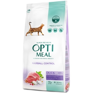 Comida para gatos Optimeal Adult Hairball with Duck 10 kg