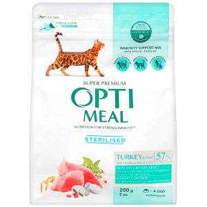 Comida para gatos Optimeal Adult Sterilised with Turkey 0,2 kg