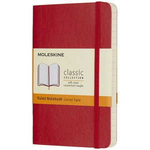 Bloc de notas Moleskine Ruled Notebook Pocket Soft Red