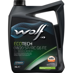 Aceite de motor WOLF Ecotech 0W-20 SP/RC G6 FE 4L