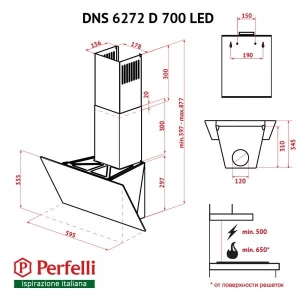 Capota Perfelli DNS 6272 D 700 BL LED