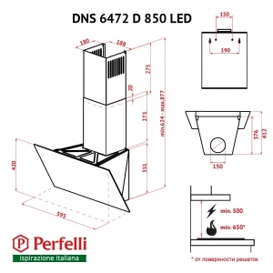 Capota Perfelli DNS 6472 D 850 BL LED