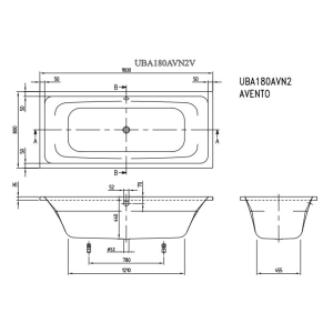 Villeroy & Boch Avento 180x80 UBA180AVN2V01