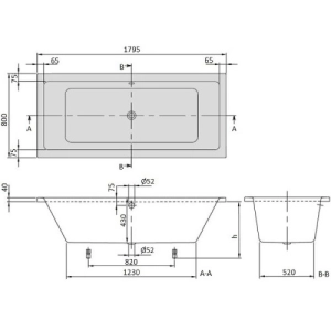 Bañera Villeroy & Boch Targa Plus Duo 180x80 UBA180NES2V01