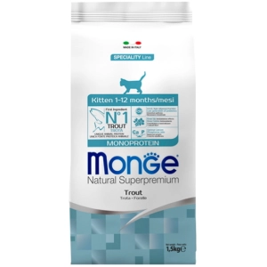 Comida para gatos Monge Speciality Line Monoprotein Kitten Trout 1,5 kg