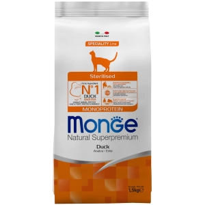 Comida para gatos Monge Speciality Line Monoprotein Sterilised Duck 1,5 kg