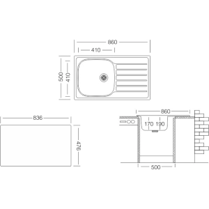 Fregadero de cocina Ukinox Hypnos HYL 860.500 GT 6K