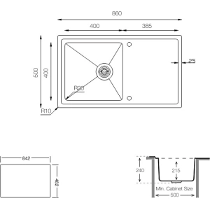 Fregadero Ukinox Micro MFP 860 500 GT 10K