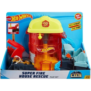 Pista automática/Ferrocarril Hot Wheels Super City Fire House Rescue Play Set GJL06