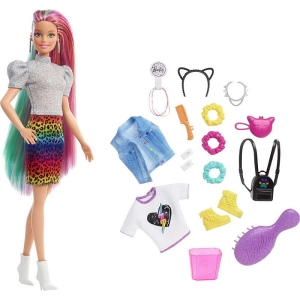 Muñeca Barbie Leopard Rainbow Hair Doll GRN81