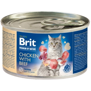 Comida para gatos Brit Premium Canned Chicken with Beef 0,2 kg