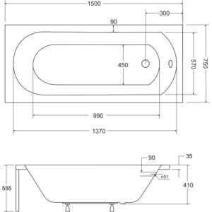 Besco Intrica 150x75 WAIN-150-PK