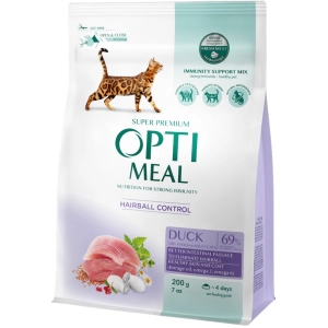 Comida para gatos Optimeal Adult Hairball with Duck 0,2 kg