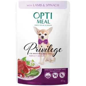 Comida para perros Optimeal Privilege Adult Lamb/Spinach Pouch 1,02 kg