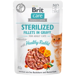 Comida para gatos Brit Care Sterilized Fillets in Gravy with Healthy Rabbit 0,08 kg