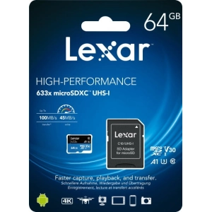 Lexar High-Performance 633x microSDXC 256GB + SD adapter