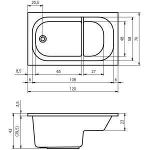 Bañera RIHO Petit 120x70