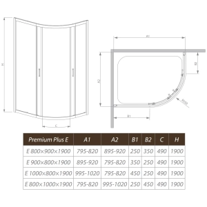 Radaway Premium Plus E1900 E90x80