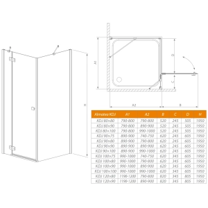 Radaway Almatea KDJ 80Lx80