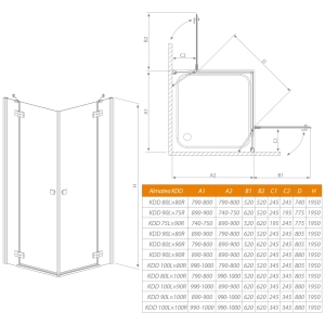 Radaway Almatea KDD 80Lx80R