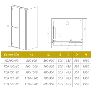 Radaway Carena KDJ 90Lx90