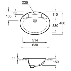 Lavabo Jacob Delafon Ovale Dessus E1273-00