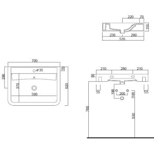 Lavabo Cielo Opera OPLA70