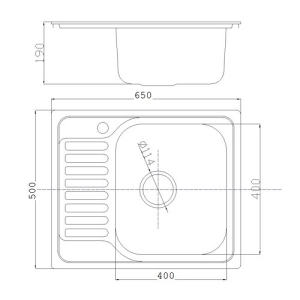 Fregadero de cocina Fabiano Rettangolo 65x50