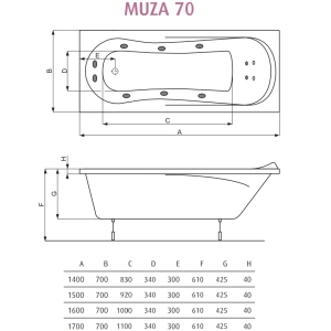 PoolSpa Muza 170x75