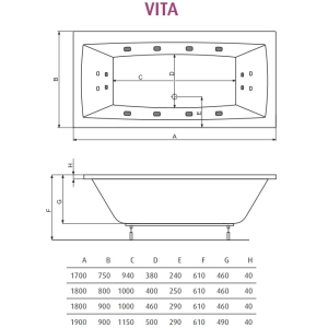 Bañera PoolSpa Vita 170x75