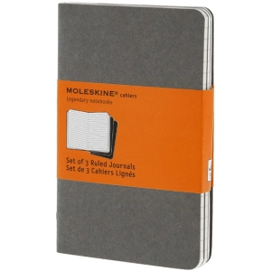 Bloc de notas Moleskine Set of 3 Ruled Cahier Journals Pocket Grey