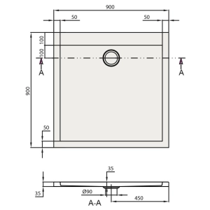 Plato de ducha Villeroy & Boch Subway UDA0935SUB1V