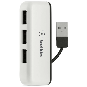 Lector de tarjetas/USB-concentrador Belkin 4-Port Tavel Hub