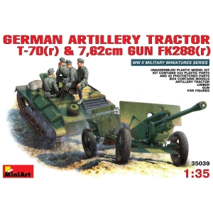 Maqueta MiniArt Artillery Tractor T-70(r) and 7,62 cm Gun FK288(r) (1:35)