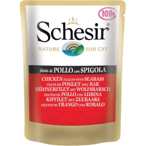 Comida para gatos Schesir Adult Pouch Chicken/Seabass 0,1 kg