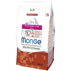 Comida para perros Monge Speciality Extra Small Adult Lamb/Rice/Potatoes 0,8 kg