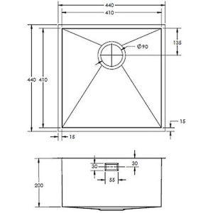 Fregadero Fabiano Quadro 44x44